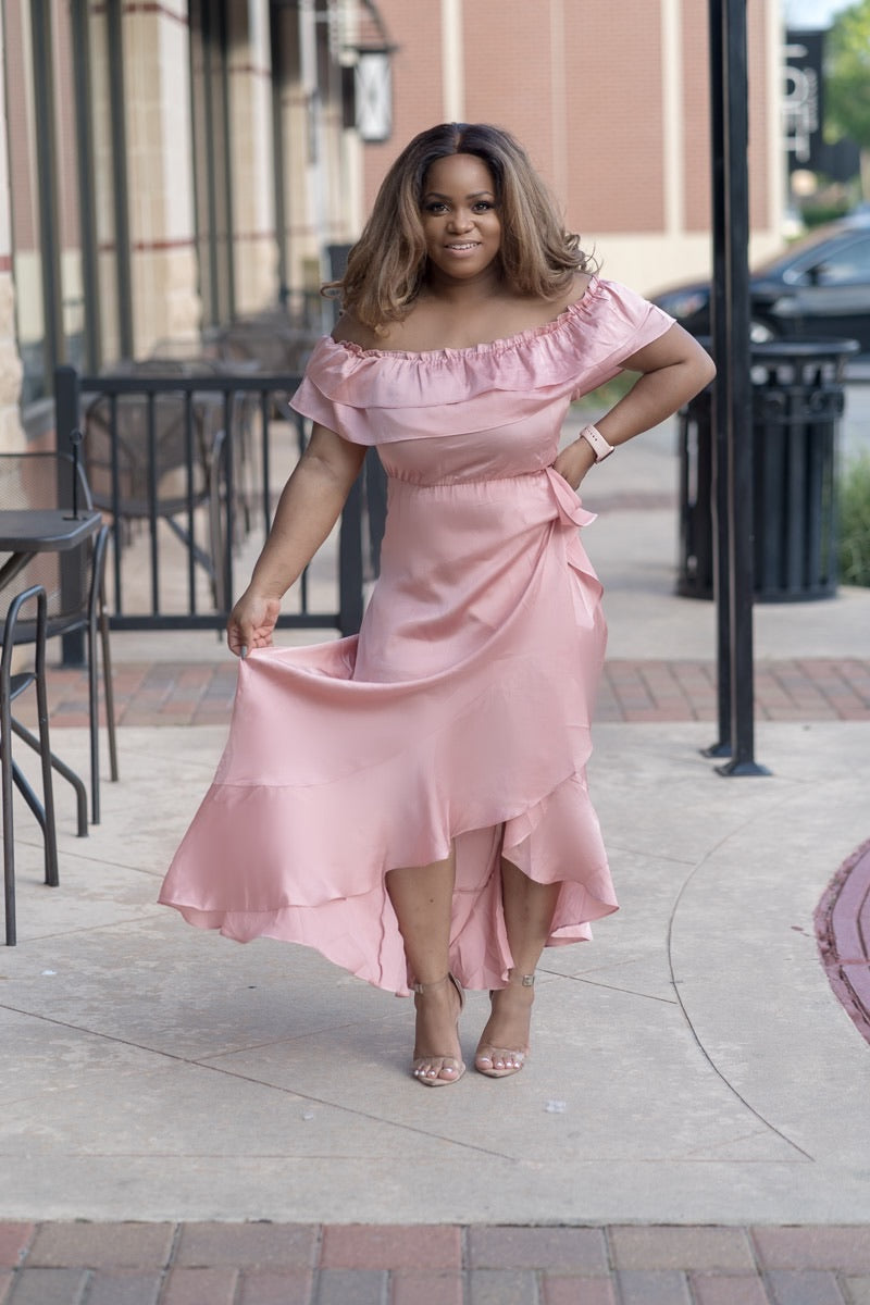 off shoulder frill dress Amlie Off Shoulder Ruffle Midi Dress Chaud Tokyo